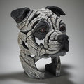 Edge Sculpture Staffordshire Bull Terrier Bust - White Patch