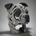 Edge Sculpture - Staffordshire Bull Terrier Bust - White Patch