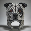 Edge Sculpture - Staffordshire Bull Terrier Bust - White Patch